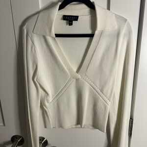 Laundry by Shelli Segal Women's Cream V-Neck Blouse